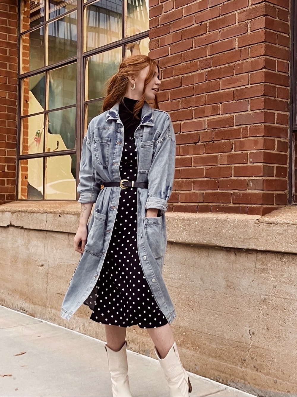 Pilcro Draped Denim Duster Jacket